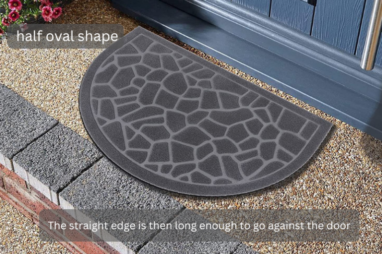 Dimensions of curved and half-oval door mats including 50x80cm and 60x90cm