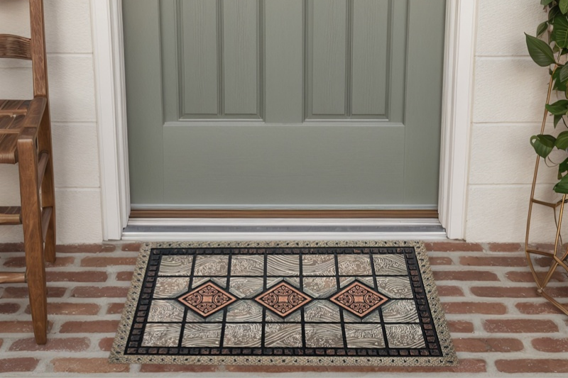 Premium branded custom flocked rubber mats for boutique entrance