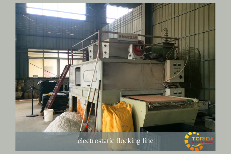 High intensity electrostatic field flocking alignment on rubber base