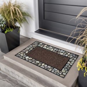 Artificial-grass-doormat pebble-stone-scraper-entrance-mat