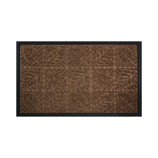Non-Slip Polyester Rubber Door Mat with Leaves Pattern - Dirt-Trapping Outdoor Entrance Floor Rug