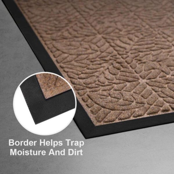 Non-Slip Polyester Rubber Door Mat with Leaves Pattern - Dirt-Trapping Outdoor Entrance Floor Rug - 图片 2