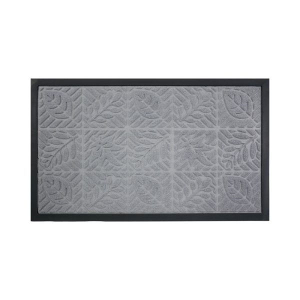Non-Slip Polyester Rubber Door Mat with Leaves Pattern - Dirt-Trapping Outdoor Entrance Floor Rug - 图片 3
