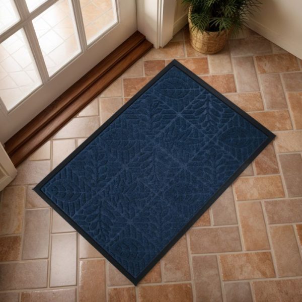 Non-Slip Polyester Rubber Door Mat with Leaves Pattern - Dirt-Trapping Outdoor Entrance Floor Rug - 图片 5