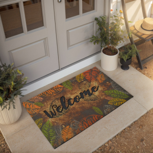 Multicolor Leaf Flocked Rubber Mat