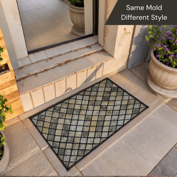 Vintage Tile Pattern Flocked Rubber Mats