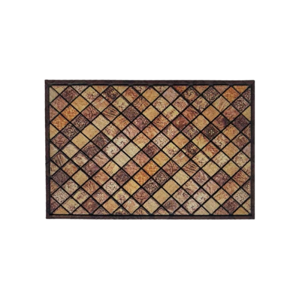 Vintage Tile Pattern Flocked Rubber Mats