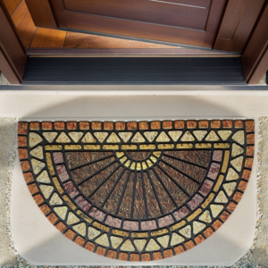 Artisan Half-Moon Geometric Welcome Mat – Premium Flocked Rubber Entrance